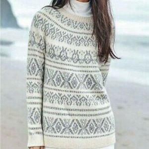J. Jill Fair Isle Sweater Womens LP in Barley Multi Pattern